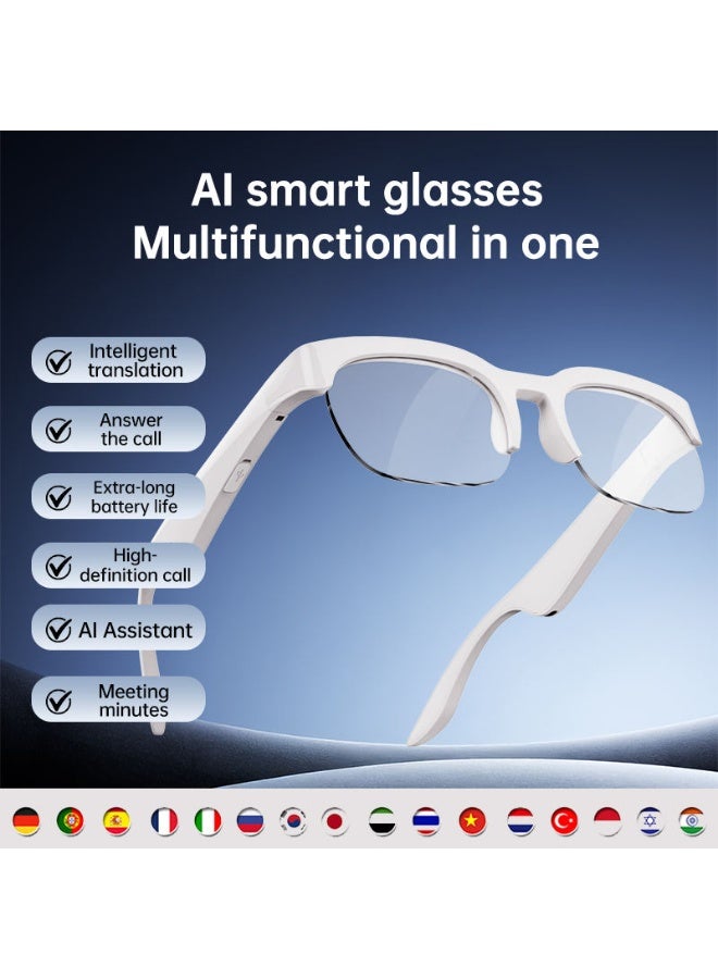 2-in-1 Smart Glasses Headset with AI Translator, Support 150 Languages Real-time Voice Translation, HD Microphone for Clear Calls & Stereo Music Experience, Lightweight & Comfortable Wearing, Sensitive Touch Control, Ideal for Business Trips, Cross-border Travel & Language Learning, Fashion Unisex Smart Wearable Accessory - Image 3